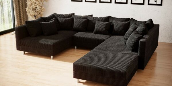 Actie Hoeksalon Denver Corduroy Zwart