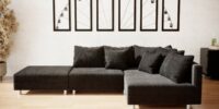 Actie Hoeksalon Denver Mini Corduroy Zwart